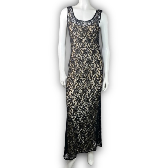 EVER BEAUTY True Y2k Vintage Sheer Floral Lace Slip Dress Boho Dark Coquette - Picture 3 of 14